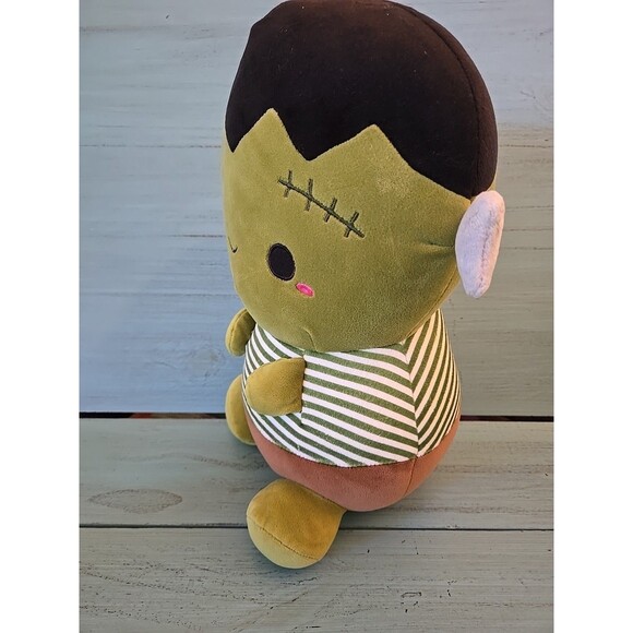 Smoochy Pals Plush Baby Frankenstein 13" Long Plush Huggable Green Halloween Toy - Picture 4 of 9